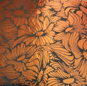 96 Pre Made Etched Pattern #194 Tripin' Sunflowers, Salmon CBS Dichroic on Thin Clear Glass