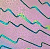 96 Sand Carved Pattern #046 Starburst Voltage G-Pink Dichroic on Cherry Glass