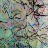 96 Sand Carved Pattern #145  Spider Web, Corkscrew Dichroic on Black Bits Glass