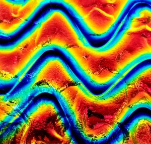 96 Twizzle Cyan Dark Red  Dichroic on Black Wissmach Flemish Thin Glass