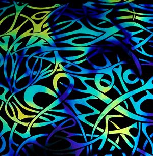 90 Pre Made Etched Pattern #158 Twisted, Cool Lava CBS (Cool side) Dichroic on Thin Black Glass