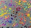 90 Pre Made Etched Pattern #166 Roses and Leaves, Aurora Borealis G-Magenta CBS Dichroic #1 on Clear Glass
