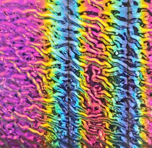 96 Rainbow B G/Mag Dichroic on Clear Wissmach Ripple Glass