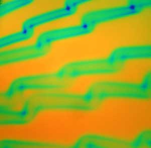 96 Crinklized Voltage Cyan Copper Dichroic on Black Thin Spectrum Glass